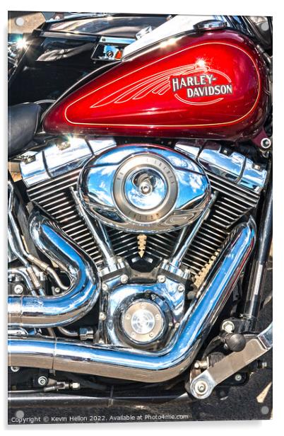Harley Davidson Custom, 96 cubic inches motorbike Acrylic by Kevin Hellon