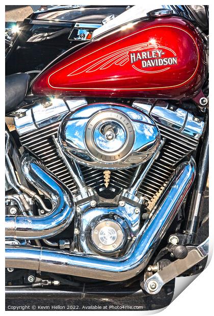 Harley Davidson Custom, 96 cubic inches motorbike Print by Kevin Hellon