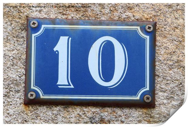 Ten on house number plate Print by aurélie le moigne