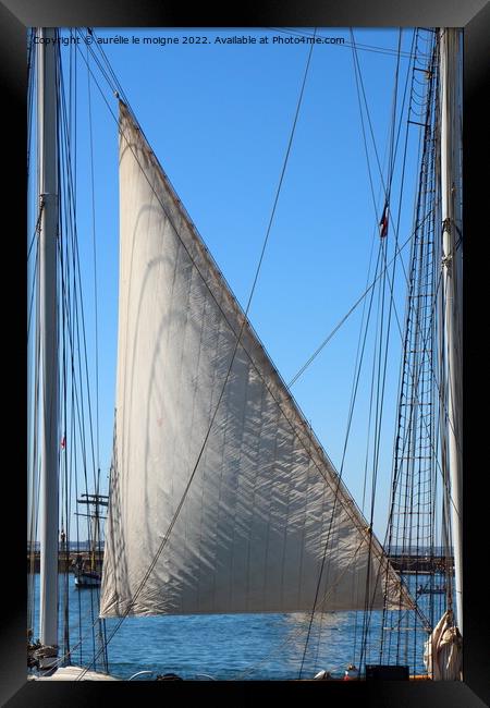 Sail of a sailboat Framed Print by aurélie le moigne