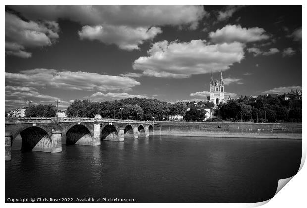 Angers, river and cathedral Print by Chris Rose