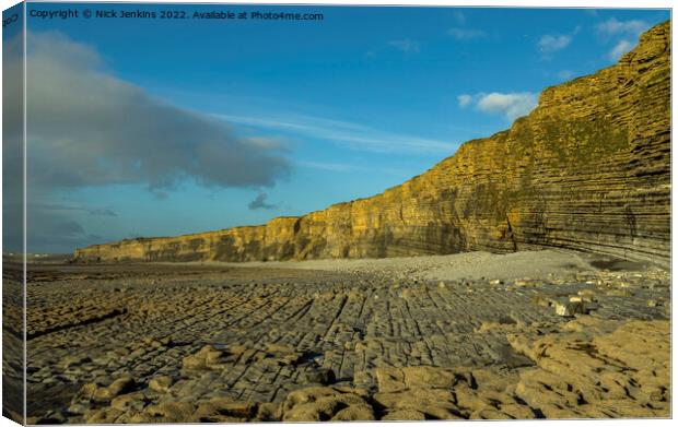 The cliffs of Nash Point looking west  Canvas Print by Nick Jenkins