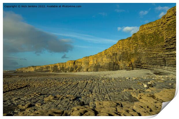 The cliffs of Nash Point looking west  Print by Nick Jenkins