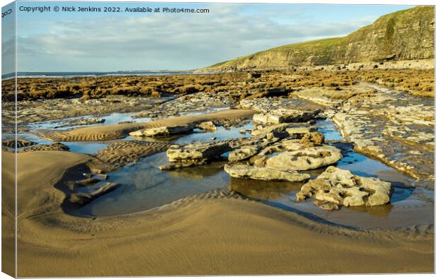 Dunraven Bay looking west south wales Canvas Print by Nick Jenkins