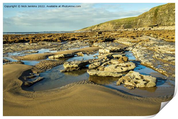 Dunraven Bay looking west south wales Print by Nick Jenkins