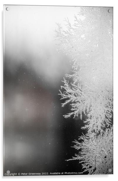 Frost Fractal Patterns On A Pane Of Glass After A Haw Frost Acrylic by Peter Greenway