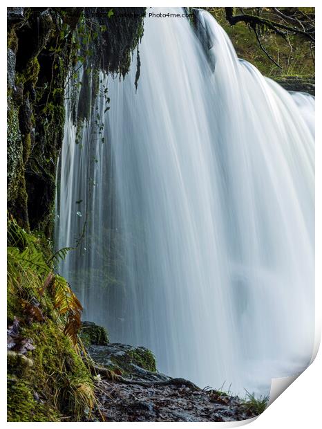 The Upper Ddwli Waterfall Vale of Neath Print by Nick Jenkins