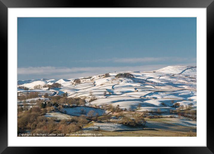 Kirkcarrion from Whistle Crag with a covering of snow. Framed Mounted Print by Richard Laidler