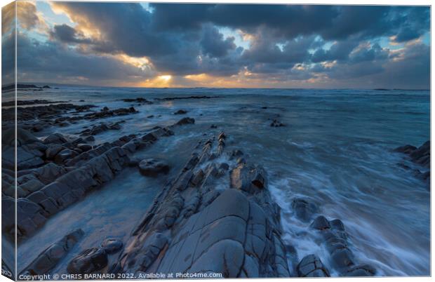 Rocky Ledges at Sandymouth Bay Canvas Print by CHRIS BARNARD