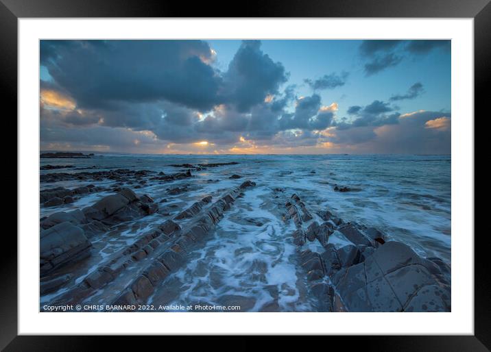 Sandymouth Bay Sunset North Cornwall Framed Mounted Print by CHRIS BARNARD