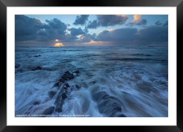 Sunset over Sandymouth Bay North Cornwall Framed Mounted Print by CHRIS BARNARD