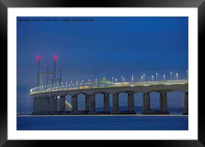 The Prince of Wales Bridge Lit Up One Evening Framed Mounted Print by Nick Jenkins
