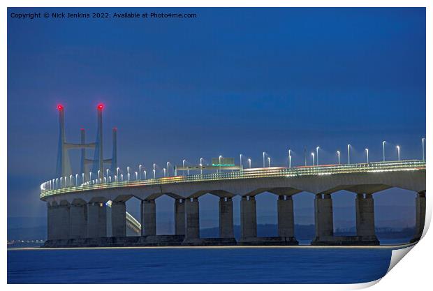 The Prince of Wales Bridge Lit Up One Evening Print by Nick Jenkins