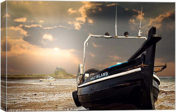  Holy Island, No Fishing Today Canvas Print by Duncan Spence