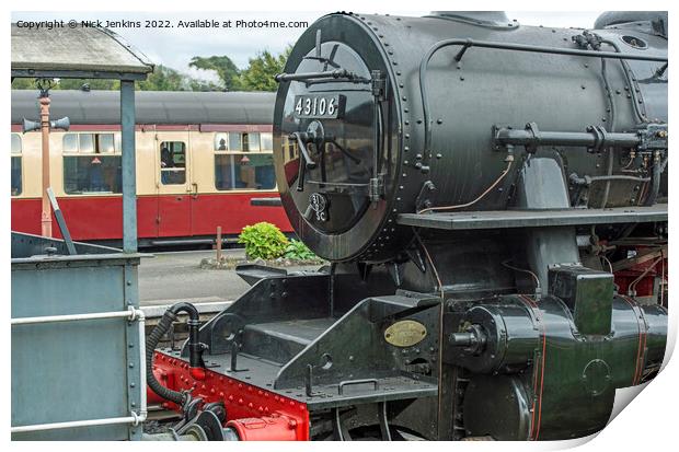 Steam Engine 43106 at Kidderminster Station Print by Nick Jenkins