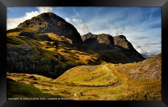 The Three Sisters of the Bidean Nam Bian Framed Print by Chris Drabble