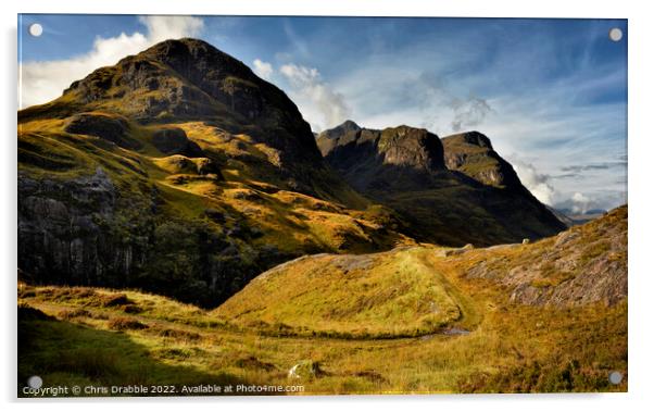 The Three Sisters of the Bidean Nam Bian Acrylic by Chris Drabble
