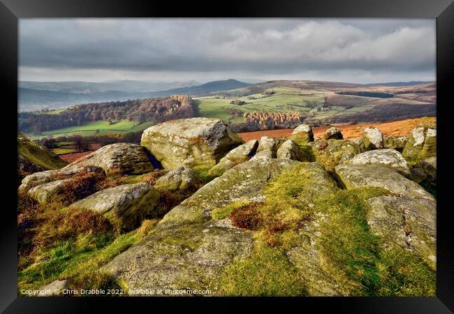 The view from Carhead Rocks. Framed Print by Chris Drabble