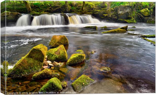 The waterfall at Yorkshire Bridge Canvas Print by Chris Drabble