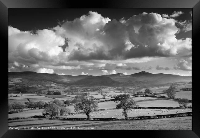 Clouds over the Brecon Beacons, Wales Framed Print by Justin Foulkes
