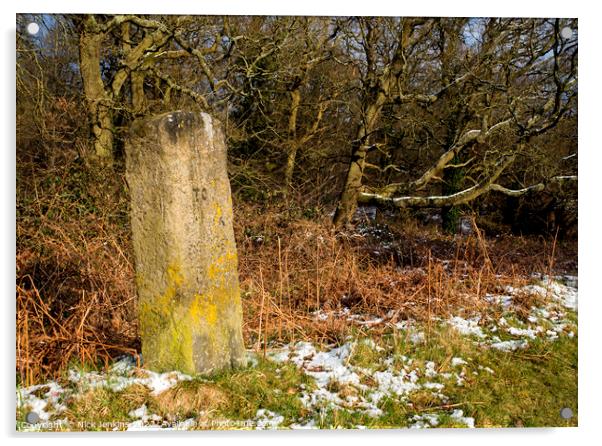 Milestone near Yorkley Forest of Dean Acrylic by Nick Jenkins
