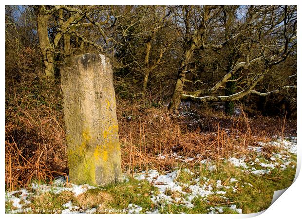 Milestone near Yorkley Forest of Dean Print by Nick Jenkins