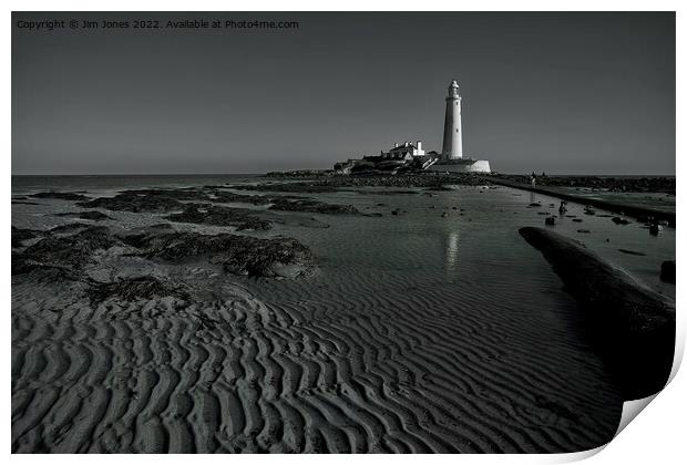 Ripples and Reflections at St Mary's Island - Monochrome Print by Jim Jones
