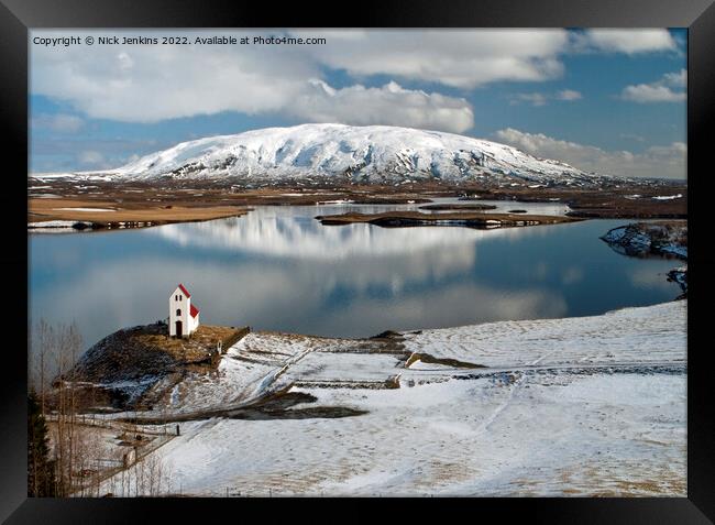 Pingvallavatn Lake and Church Iceland Framed Print by Nick Jenkins