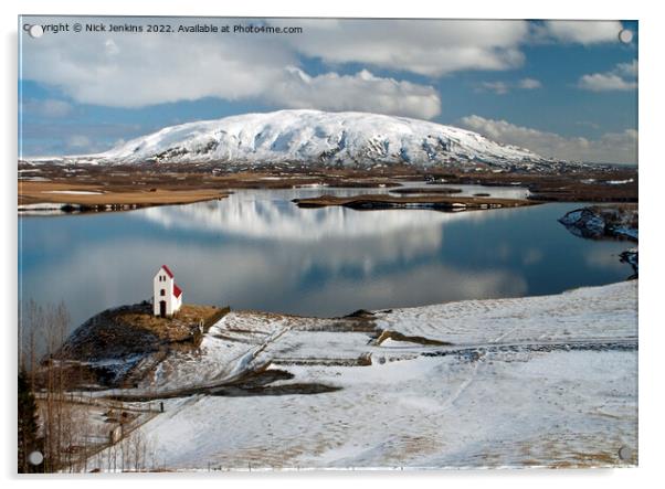 Pingvallavatn Lake and Church Iceland Acrylic by Nick Jenkins