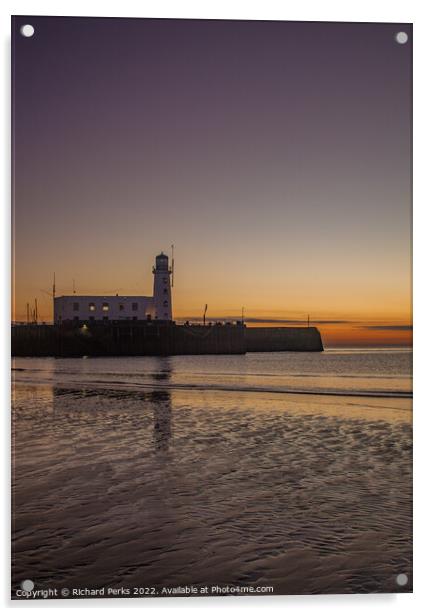 Scarborough Lighthouse at dawn Acrylic by Richard Perks