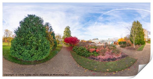 360 Panorama in Cambridge Botanical Garden Print by Chris Yaxley