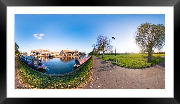 360 panorama of the River Cam in Jesus Green, Cambridge Framed Mounted Print by Chris Yaxley