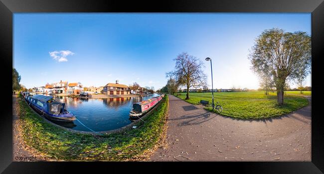 360 panorama of the River Cam in Jesus Green, Cambridge Framed Print by Chris Yaxley