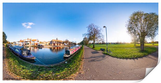 360 panorama of the River Cam in Jesus Green, Cambridge Print by Chris Yaxley