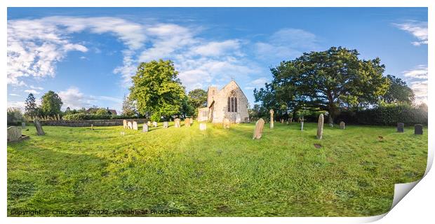 360 panorama in Irstead church yard, Norfolk Print by Chris Yaxley