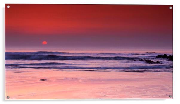 Widemouth Sunset, Bude, Cornwall. Acrylic by Maggie McCall
