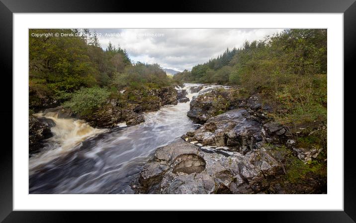 The fast flowing river through Glen Orchy Framed Mounted Print by Derek Daniel