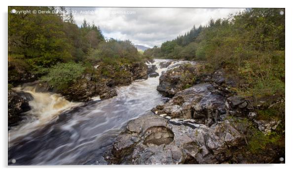 The fast flowing river through Glen Orchy Acrylic by Derek Daniel