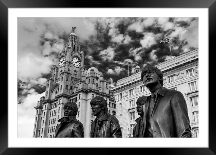 The Beatles statue in monochrome Framed Mounted Print by Jason Wells