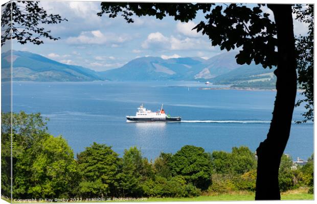 Rothesay arrival viewed from Skipper Woods, Isle of Bute Canvas Print by Kay Roxby