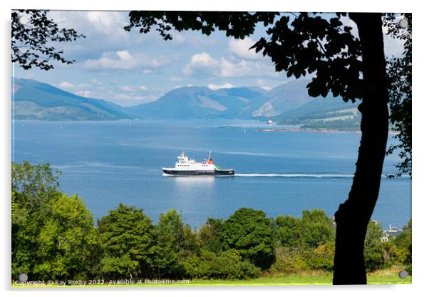 Rothesay arrival viewed from Skipper Woods, Isle of Bute Acrylic by Kay Roxby