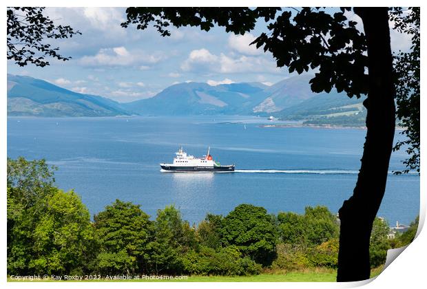 Rothesay arrival viewed from Skipper Woods, Isle of Bute Print by Kay Roxby