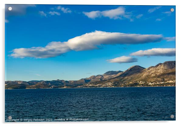 Blue sky over mountains on adriatic coast Acrylic by Sergey Fedoskin