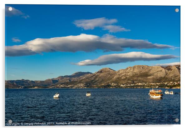 Blue sky over mountains on adriatic coast Acrylic by Sergey Fedoskin