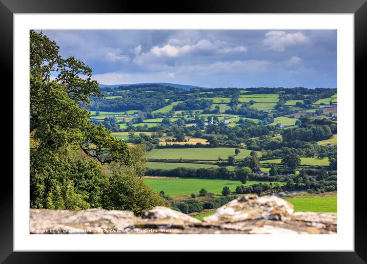 View from Dinefwr Castle across the Towy Valley  Framed Mounted Print by Chris Warren