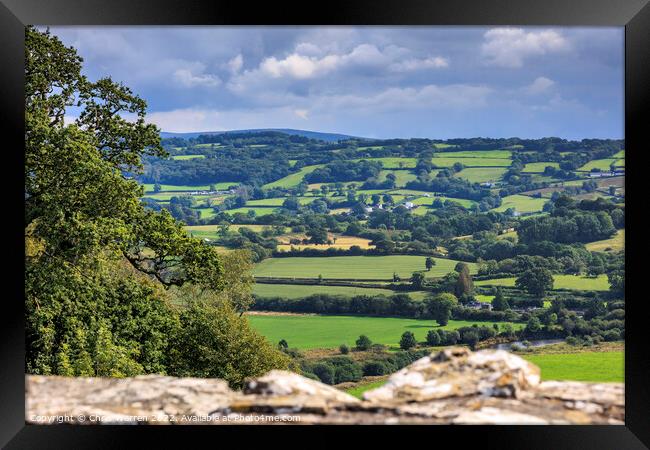 View from Dinefwr Castle across the Towy Valley  Framed Print by Chris Warren