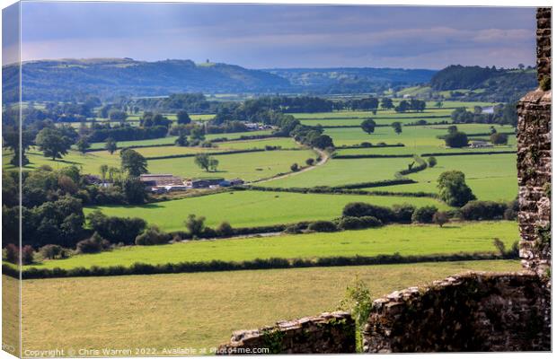 View from Dinefwr Castle across the Towy Valley Canvas Print by Chris Warren