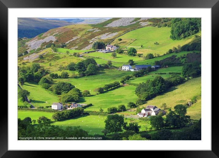 Lush green hillside of Tawe Valley Brecon Powys  Framed Mounted Print by Chris Warren