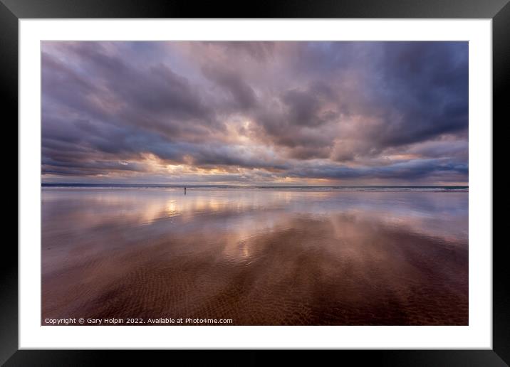 Stormy reflections of Saunton Beach Framed Mounted Print by Gary Holpin