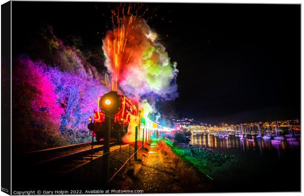 Christmas steam train of lights Canvas Print by Gary Holpin